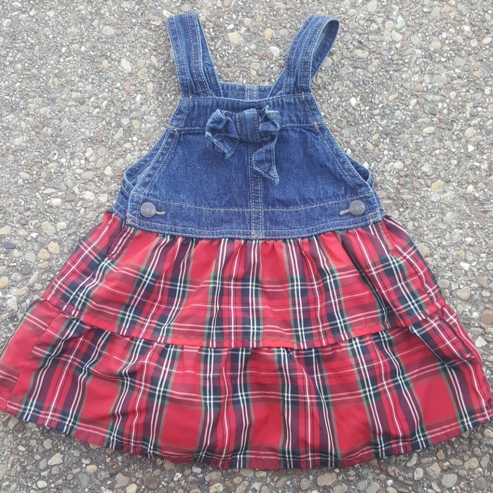 Osh Kosh B'Gosh Overall Dress Red Layer Plaid 18m